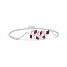 ANGARA Pear and Marquise Ruby Olive Branch Bracelet for Women in 14K Solid Gold - £446.70 GBP