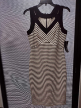 Sangria Brand Black And White Lines Dress Lined Size 10 NWT Zipper closing  - £70.40 GBP