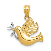 14K Two Tone Gold Holy Spirit Dove Charm Religious Jewerly 22mm x 20mm - £57.69 GBP