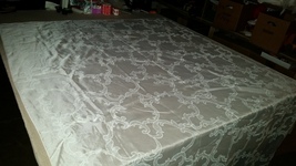 Vintage Large Synthetic Fabric Tablecloth 122 x 59 inches - $14.99