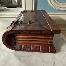 French vintage hand carved wooded book box with lid: secret book with hi... - $1,011.91 MXN