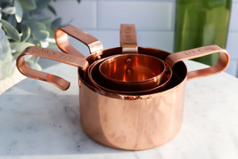 Pack Of 4 Boutique Chic Stainless Steel Copper Plated Stackable Measurin... - $39.99