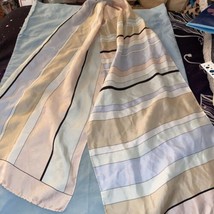 Women’s  Scarf 58” Long X 11” Wide  Striped Print Pink Blue Black White Tan - $4.75