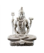 LORD SHIVA STATUE 8&quot; Hindu Indian God White Marble Finish Resin Seated L... - €62,48 EUR
