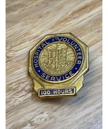 Vintage Pollack Hospital Volunteer Service 100 Hours Lapel Pin Award KG JD - $14.85