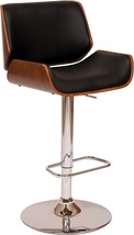 Armen Living London Swivel Barstool In Black Faux Leather And Chrome Finish - £111.91 GBP