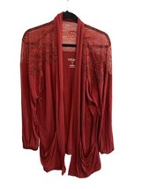 TORRID Super Soft Womens Cardigan Open Front Lace Yoke Maroon Size 2X - £15.09 GBP