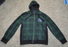 Mens Jacket Tommy Hilfiger Green Plaid Heavy Long Sleeve Zip Up Hooded-sz L - £55.53 GBP