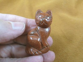 (Y-CAT-SIC-562) Goldstone sitting CAT gemstone kitten carving figurine cats - £11.18 GBP