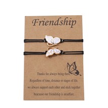 2Pcs/Set Butterfly Pendant Bracelet for Women Girl Friendship Bracelet Handmade  - £14.25 GBP