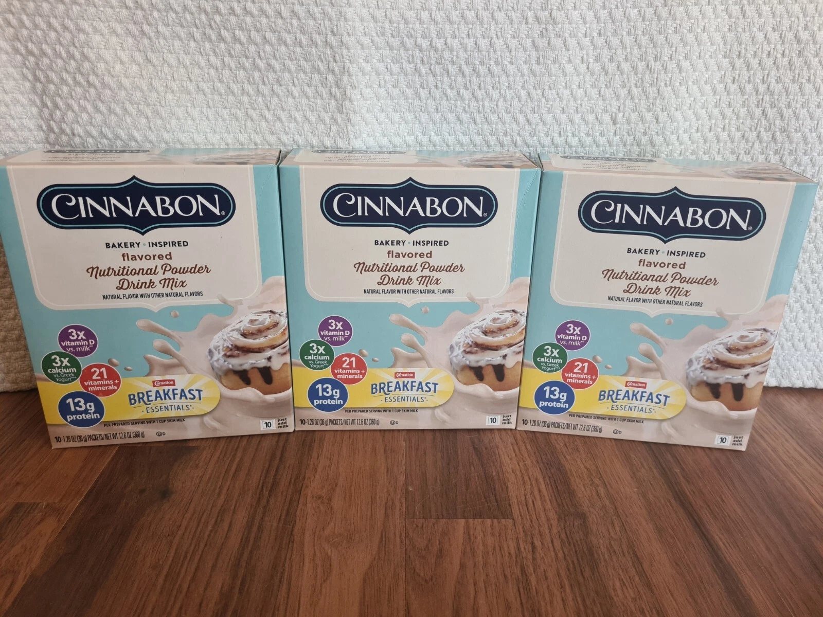 Lot of 3 Carnation Breakfast Essentials Cinnabon Nutritional Powder Drin... - $61.32 CAD