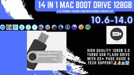 Mac OS X 14 in 1 Bootable USB Drive 128GB Install Upgrade Repair Recover With 22 - £39.21 GBP