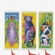 Cat Cross Stitch Creations: DIY Blank Canvas Bookmarks Kit for Adults &amp; Kids - B - $41.53