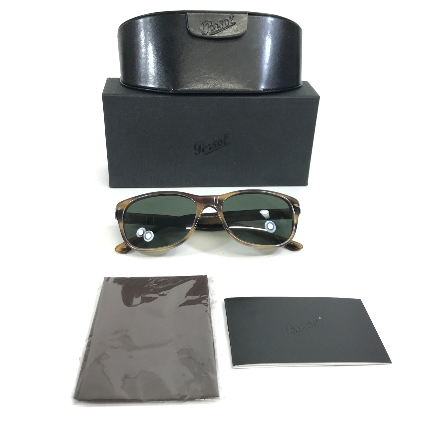Persol Sonnenbrille 3020-s 980/31 Brown Hupe Cat Eye Rahmen mit Grün Obj... - $197.99