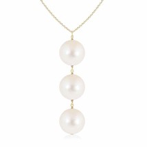 Freshwater Cultured Pearl Triple Drop Pendant in 14K Yellow Gold - £365.35 GBP