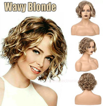 10 Inch Short Women Curly Wavy Bob Wig Fluffy Blonde Hair Cosplay Casual Wig US - £12.52 GBP