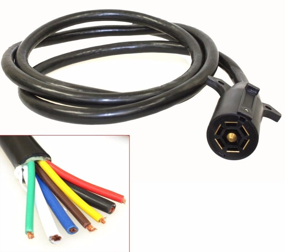 7FT Trailer Cable Cord w/7 Way Wire Harness Light Plug Molded RV Cable C... - $25.23