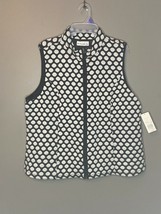 Kim Rogers ~ Women Black &amp; White Polka Dots Vest Size PL - Full Front Zi... - £14.81 GBP