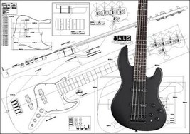 Plan of Fender Jazz Bass 5 String - Full Scale Print - $43.99
