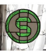 MSU Leaded Stained Glass Sun Catcher Green White 6.75” VTG Michigan Stat... - $724.59 MXN