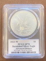 2023W- Burnished American Silver Eagle- PCGS- SP70- Advanced Release- Da... - £299.06 GBP