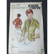 Kwik Sew Boys Junior Sport Coat Sewing Pattern Chest sz 26-30 369 - uncut - £6.22 GBP