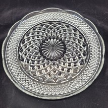 Anchor Hocking Wexford Scalloped Dinner Plate Clear Glass Serving 9.5&quot; Vtg - £10.22 GBP