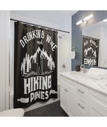 Custom Shower Curtain Featuring &quot;Drinking Wine Hiking Dines&quot; Print, Dura... - £46.96 GBP