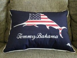 NWT! TOMMY BAHAMA Marlin Fish Throw Pillow 14&quot;x20&quot; Indoor/Outdoor Blue Red White - £31.60 GBP
