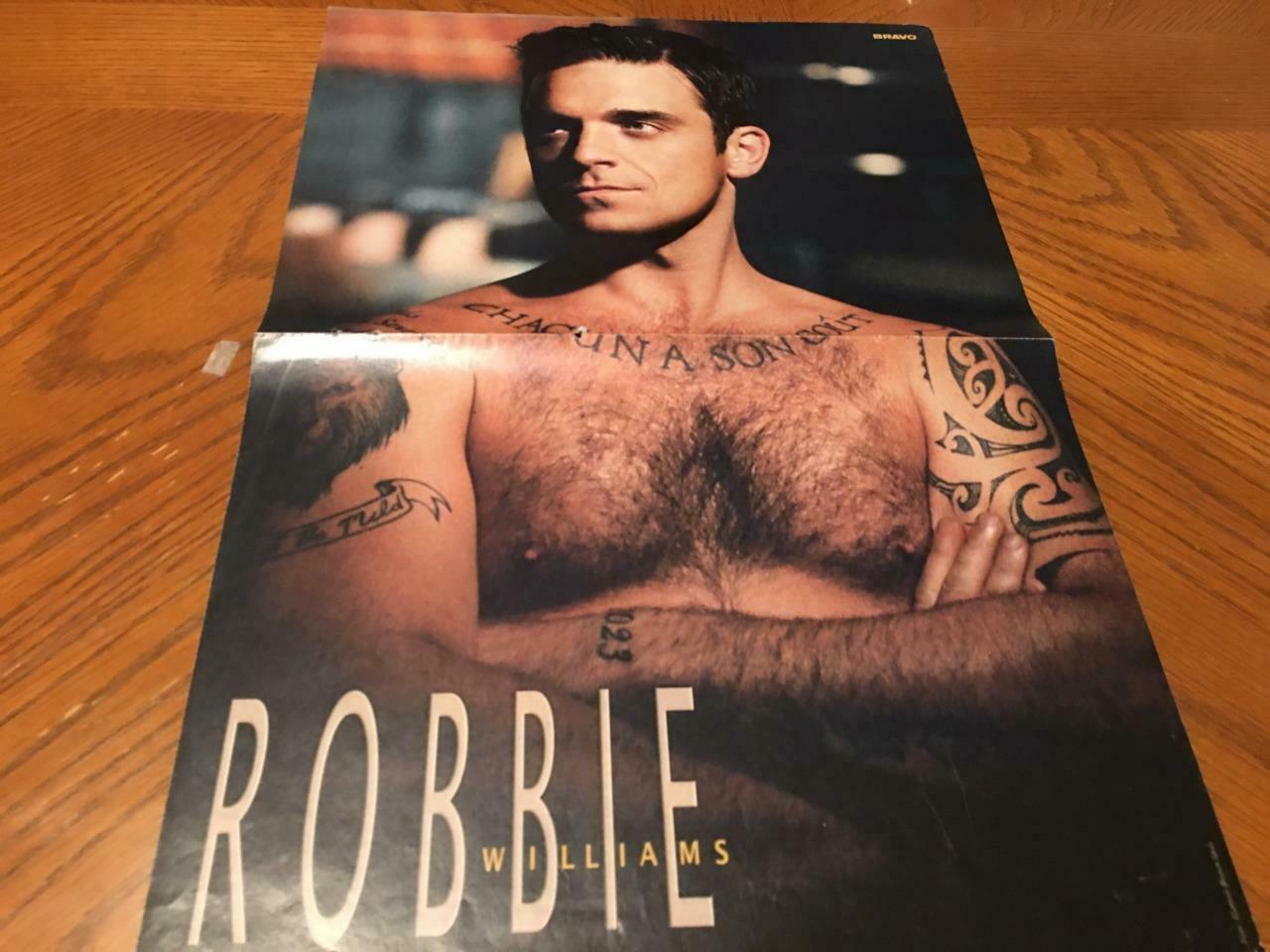 Primary image for Robbie Williams teen magazine poster clipping shirtless Take That tatoos Bravo