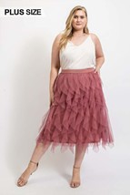 Women&#39;s Ruffled Tulle Midi Skirt With Elastic Waist Band - €38,47 EUR