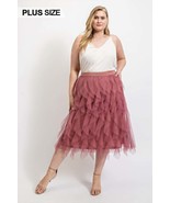 Ruffled Tulle Midi Skirt With Elastic Waist Band - $61.54 CAD