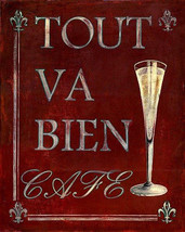 Tout Va Bien Cafe Wine Vino Wino Alcohol Metal Sign - £19.20 GBP