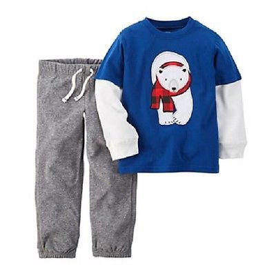 Primary image for Carters Infant Boys Polor Bear  2pc Set Pants Outfit Size- 12M NWT