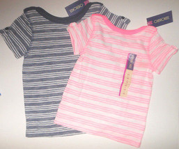 Cherokee Toddler GirlsT- Shirt  Pink or Blue With Strips 3T or 5T NWT - $7.99