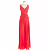 J. Crew Heidi Long Silk Chiffon Dress, Strawberry Red | Sz 18 | NWT $365 Wedding - £55.03 GBP