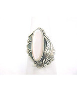 MOTHER of PEARL Southwestern style Vintage RING in Sterling Silver - Size 6 - £63.80 GBP