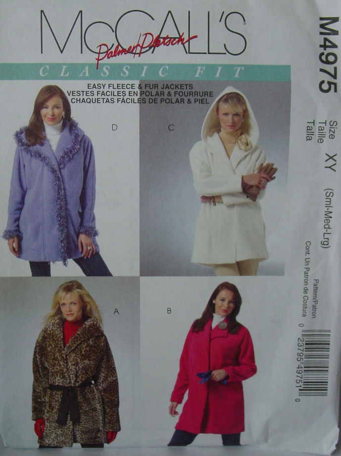 Pattern 4975 Hooded or Lapeled Jacket sz Sm-Lg - $6.99