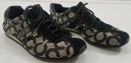 N) COACH Kathleen Black Gray White Signature Logo Shoes Women&#39;s Size 5.5M - £21.91 GBP