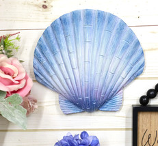 Ocean Nautical Marine Beach Aqua Blue Scallop Sea Shell Wall Plaque Deco... - $20.99