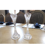Crystal Taper Candlestick Holders Fluted Art Deco 8.75&quot;H - $9.85