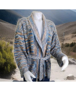 Vtg Jantzen Sweater Womens Sz M Belted Cardigan Heathered Blue Tan 70s K... - €46,29 EUR