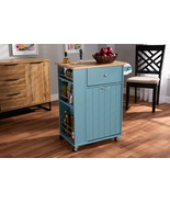 Heyna Coastal and Farmhouse Gray Wood Kitchen Cart - $467.32 CAD