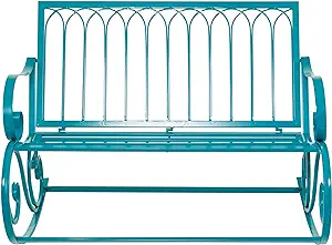 Deco 79 29071 Eclectic Metal Outdoor Bench, LARGE SIZE, Light Blue - $370.99