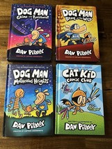 Dav Pilkey Dog Man Cat Kid Comic Club 4 Book Hardcover Lot Kids Books Comics - £18.67 GBP