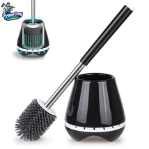 Toilet Brush and Caddy Holder with Silicone Bristle for Bathroom Toilet ... - $28.27