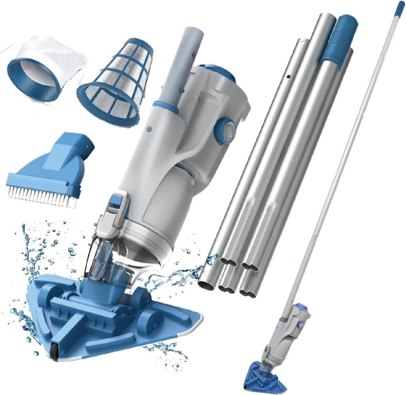  Cordless Pool Vacuum with 72” Pole, 2 Filters, Moderate Suction, 2 Inte... - $167.63