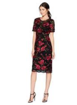 Trina Turk Sz 0 Womens Ana Sofia Dress Rose Floral Lace Short Sleeve Emb... - £40.51 GBP