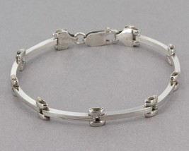 Vintage Silpada Sterling Silver Classic Binaro Link Curved Bar Bracelet ... - £31.38 GBP