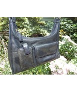 Excellent Classic FOSSIL Black Peebled Leather Shoulder Bag 2 Exterior P... - £21.81 GBP